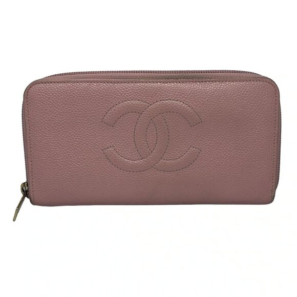 Auth CHANEL - A13228 Pink Calfskin Long Wallet Gold hardware - Picture 1 of 5